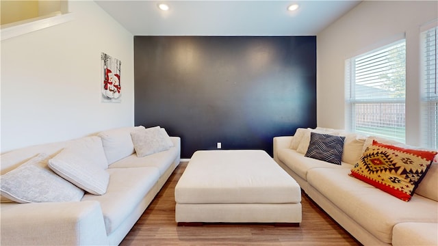 living room with hardwood / wood-style flooring