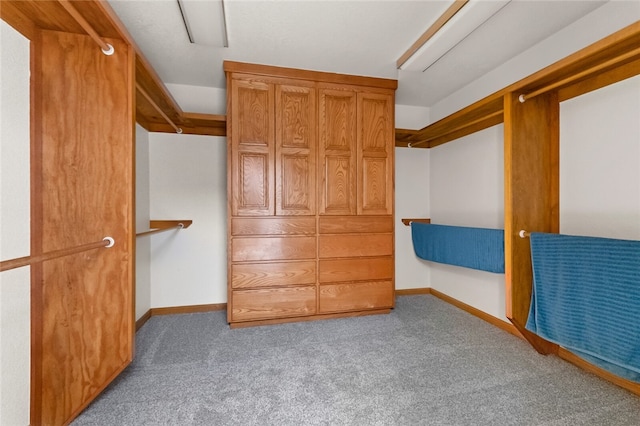 spacious closet with dark carpet