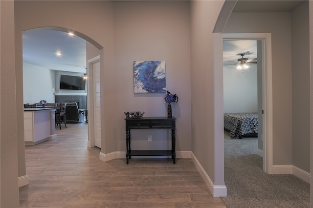 hallway featuring light hardwood / wood-style floors