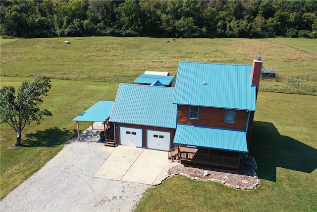 drone / aerial view with a rural view