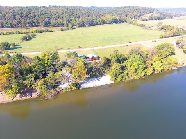 aerial view with a water view and a rural view