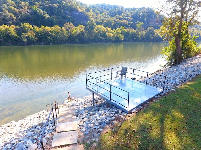 view of dock featuring a water view