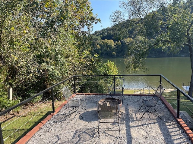 471 Mcphearson Ter, Calico Rock, AR 72519 - view of patio / terrace featuring a water view and a fire pit