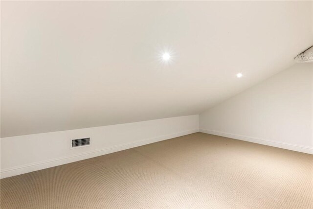 additional living space with carpet floors and vaulted ceiling