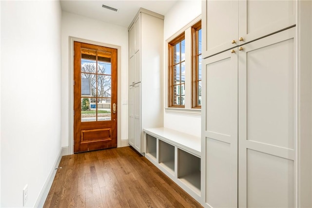 mudroom with hardwood / wood-style flooring