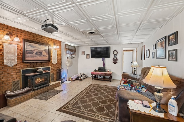 view of tiled living room