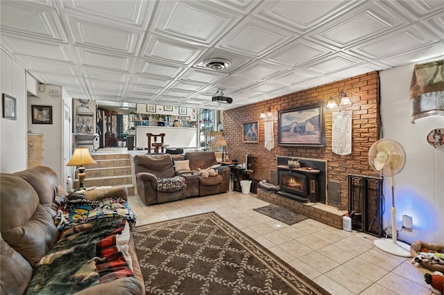 view of tiled living room