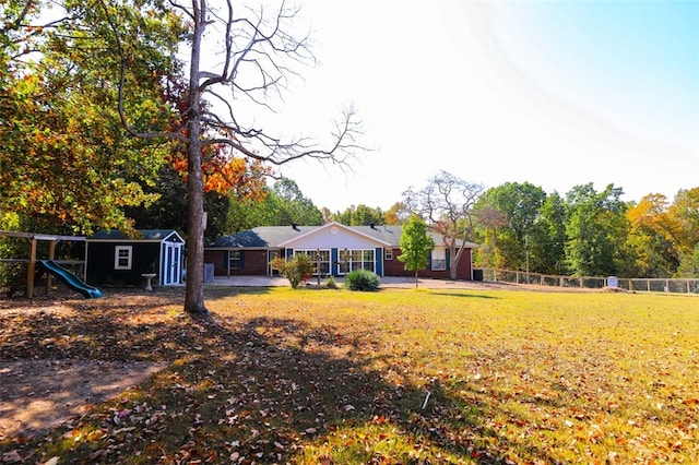 view of yard featuring a playground