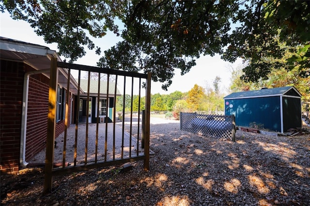 exterior space with a storage unit