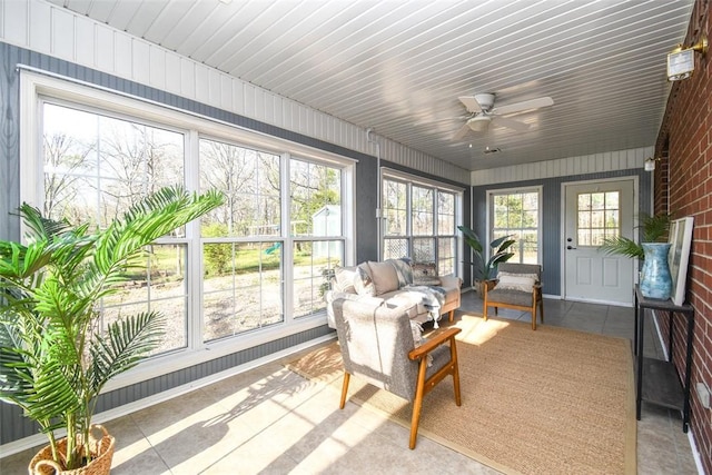 1 Hartlepool Dr, Bella Vista, AR 72715 - sunroom with outdoor lounge area and a ceiling fan