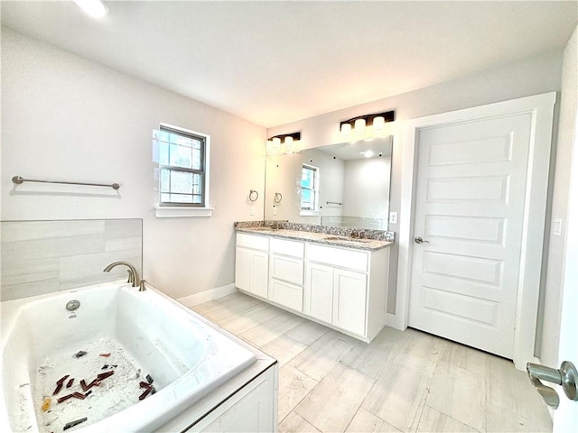 bathroom featuring vanity and a bathtub