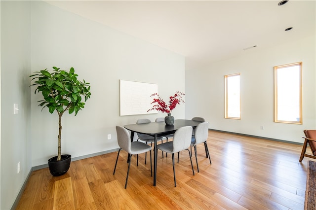 dining area featuring light hardwood / wood-style flooring