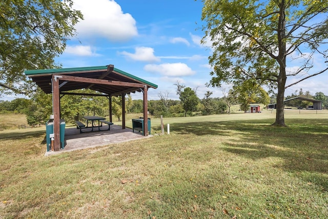 view of yard featuring a gazebo and a patio area