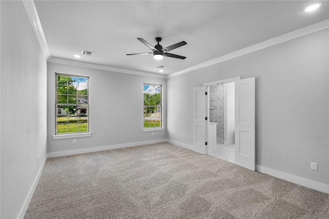825 Baker St, Pea Ridge, AR 72751 - unfurnished bedroom featuring ornamental molding, visible vents, and multiple windows