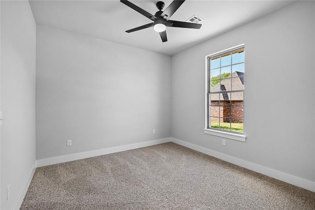 825 Baker St, Pea Ridge, AR 72751 - unfurnished room featuring carpet flooring, a ceiling fan, visible vents, and baseboards
