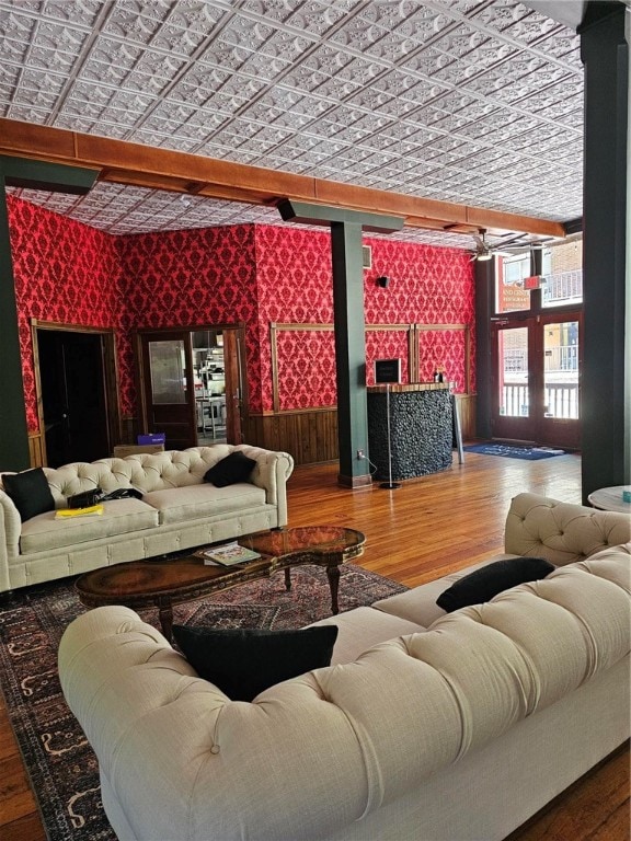 living room with wood-type flooring