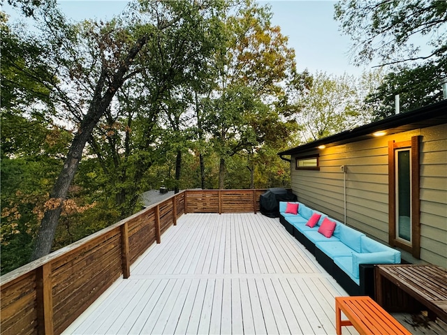 wooden terrace with grilling area