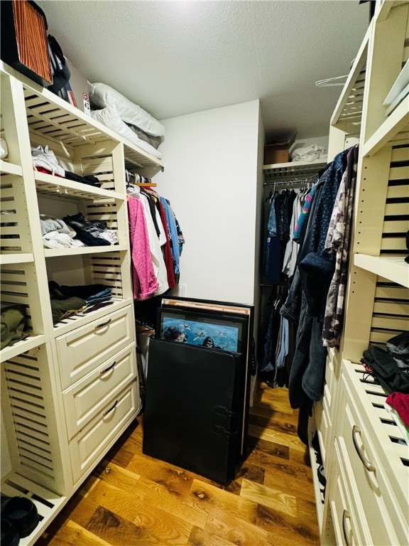 walk in closet featuring hardwood / wood-style floors