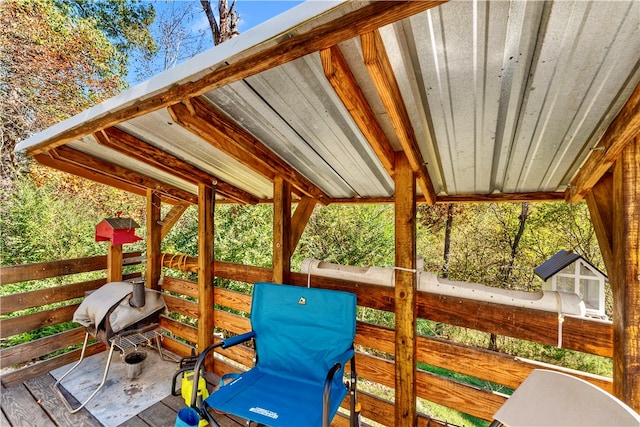 deck featuring an outbuilding