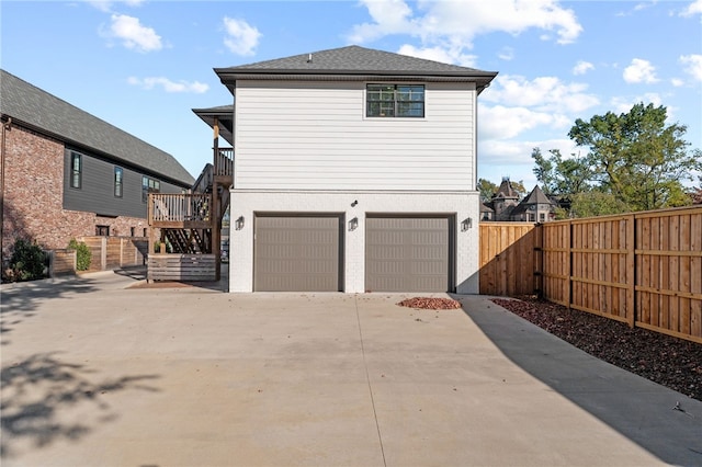 exterior space featuring a garage