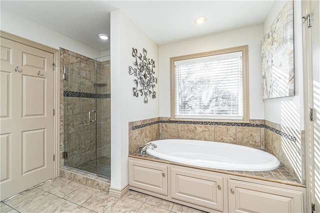 bathroom with plus walk in shower