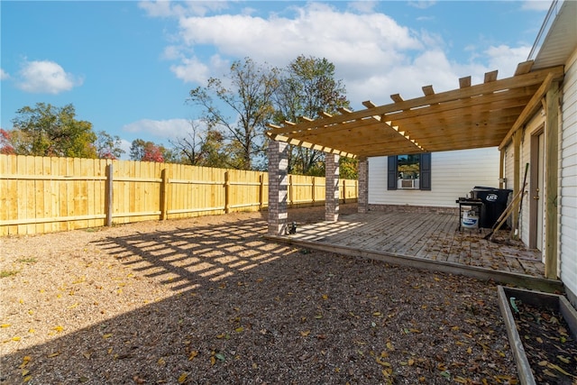 view of yard with a pergola and cooling unit