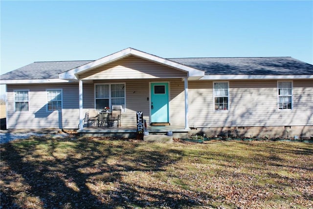 52720 S 680, Colcord, OK 74338 - ranch-style home featuring covered porch, a front yard, and roof with shingles