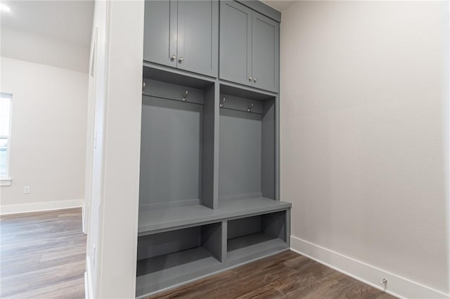 mudroom with dark wood-type flooring