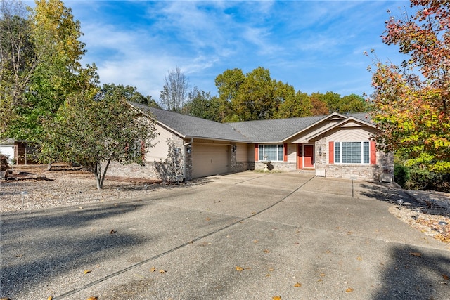 single story home with a garage