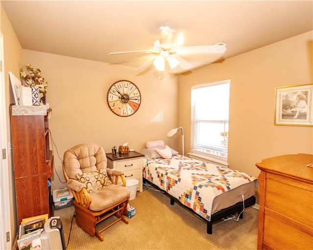 bedroom with carpet and ceiling fan