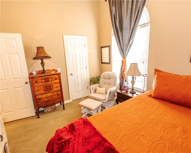 carpeted bedroom with multiple windows