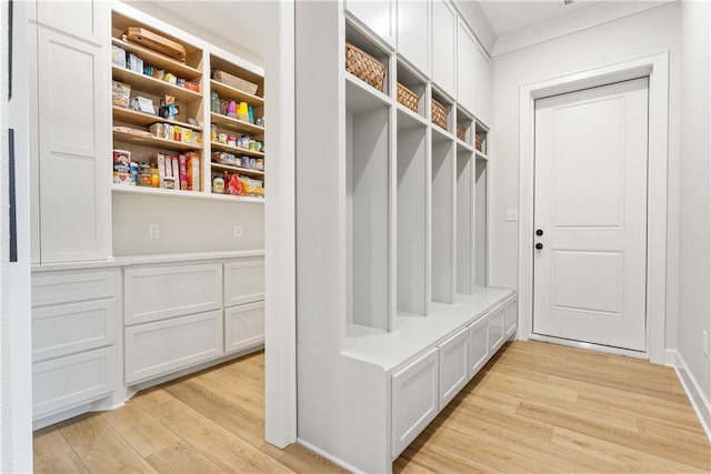 mudroom featuring light wood-style flooring