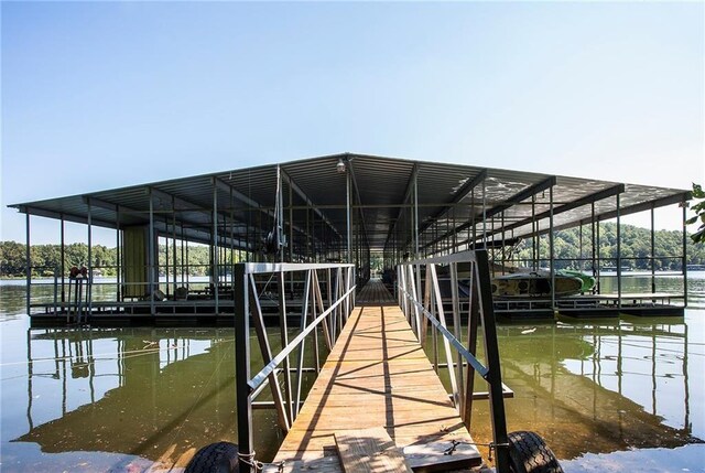 dock area featuring a water view