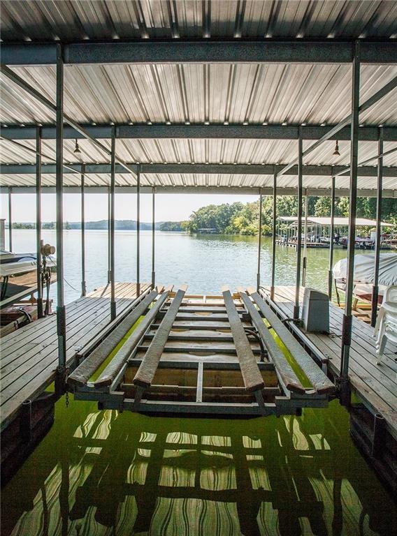 dock area with a water view