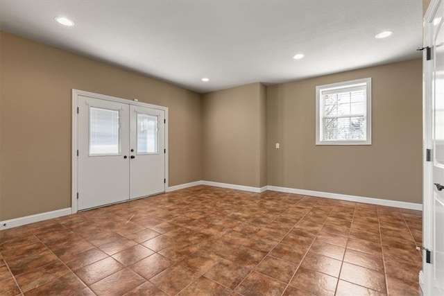 14600 S Mountain, Lowell, AR 72745 - foyer entrance featuring recessed lighting, french doors, baseboards, and tile patterned floors
