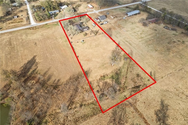 18405 Rheas Community Rd, Lincoln, AR 72744 - overview of rural landscape featuring property boundaries highlighted