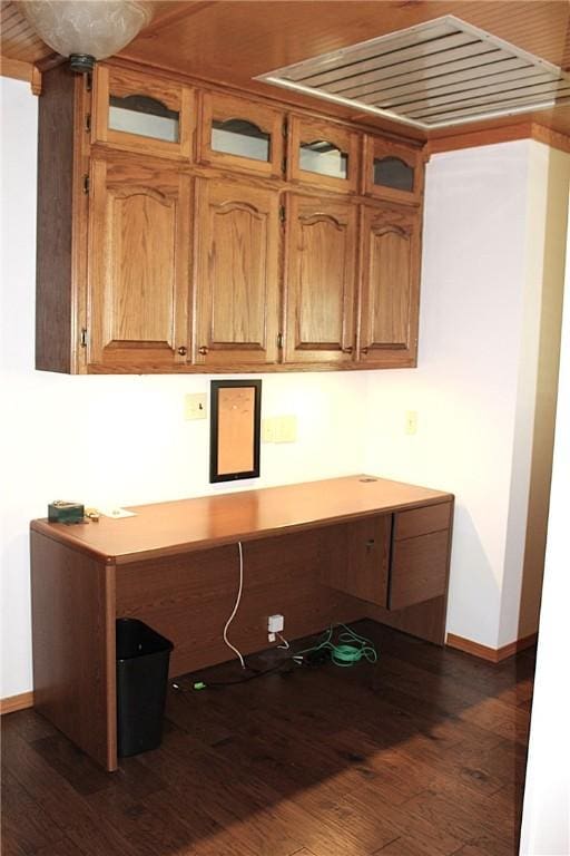 18960 Coppermine Rd, Rogers, AR 72756 - unfurnished office featuring built in study area, dark wood finished floors, and baseboards
