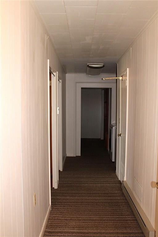 18960 Coppermine Rd, Rogers, AR 72756 - corridor with dark carpet and wood walls