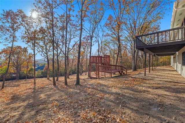 view of yard featuring a deck