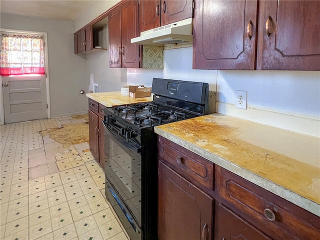 kitchen featuring black range with gas stovetop