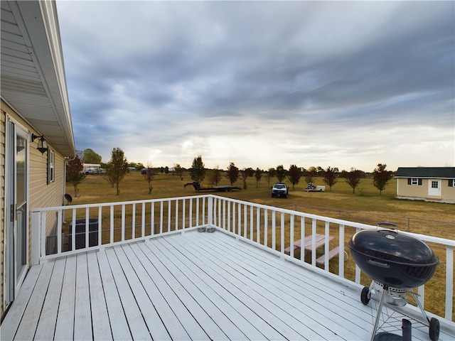 wooden terrace with grilling area