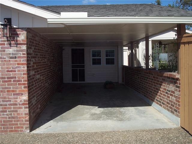 view of patio featuring a carport