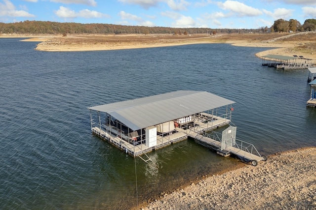 view of dock featuring a water view