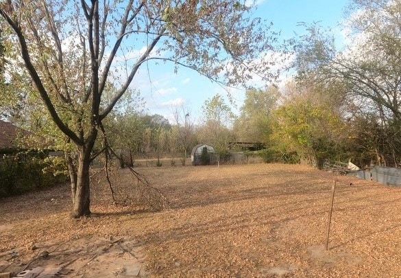 view of yard featuring a storage shed