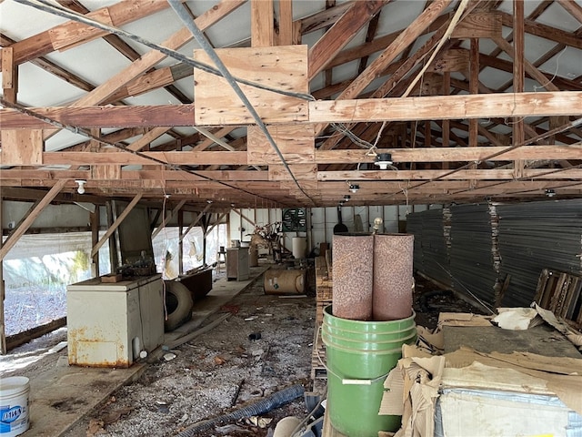 misc room featuring lofted ceiling