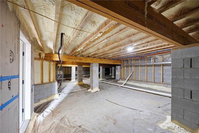 basement featuring electric water heater