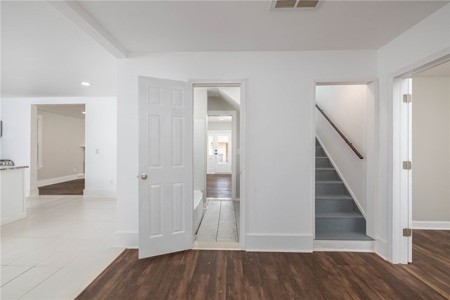 interior space with hardwood / wood-style flooring