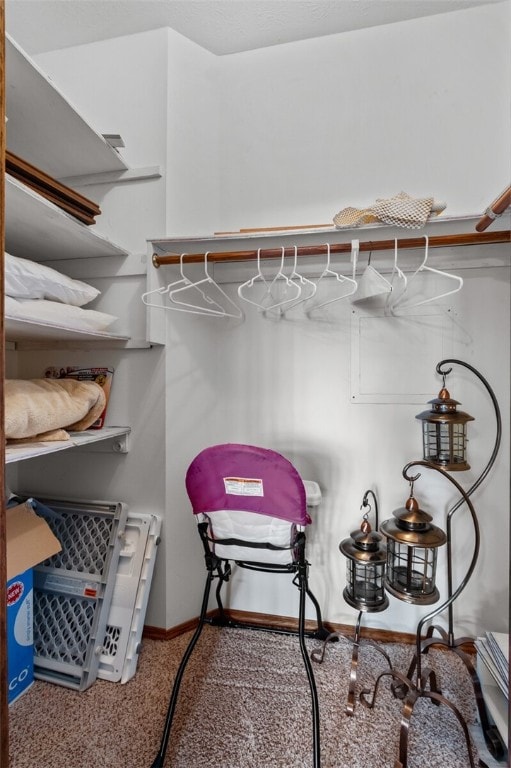 spacious closet with carpet floors