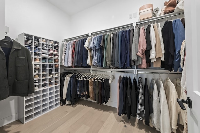 walk in closet featuring hardwood / wood-style flooring