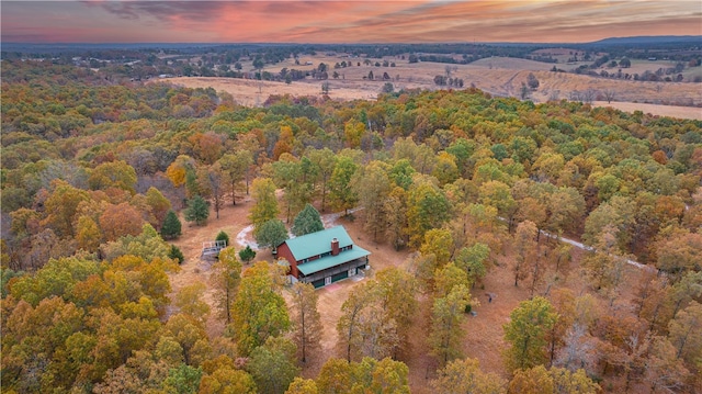 view of aerial view at dusk